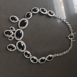 Ann Taylor Statement Necklace Silver and Black